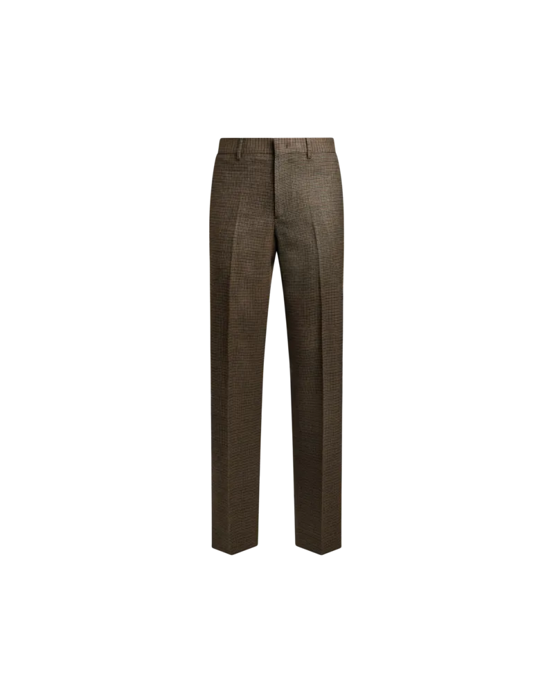 Etro Hose Aus Wolle Mit Mikro-hahnentritt-motiv, Herren, Braun, Größe Braun