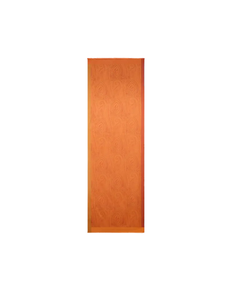 Etro Schal Aus Baumwolle Und Seide Mit Paisley-motiv, Damen, Orange Orange