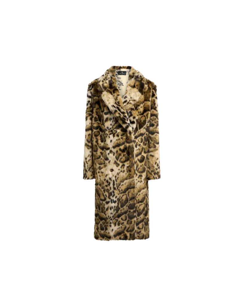 Etro Mantel Aus Faux Fur Mit Leopardenmotiv, Damen, Beige, Größe Beige