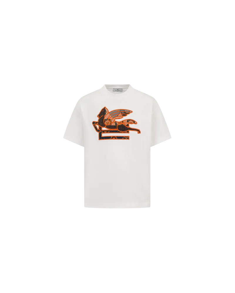 Etro T-shirt Mit Legacy-prints Aus Baumwolljersey Mit Pegaso, Weiß, Größe Weiß