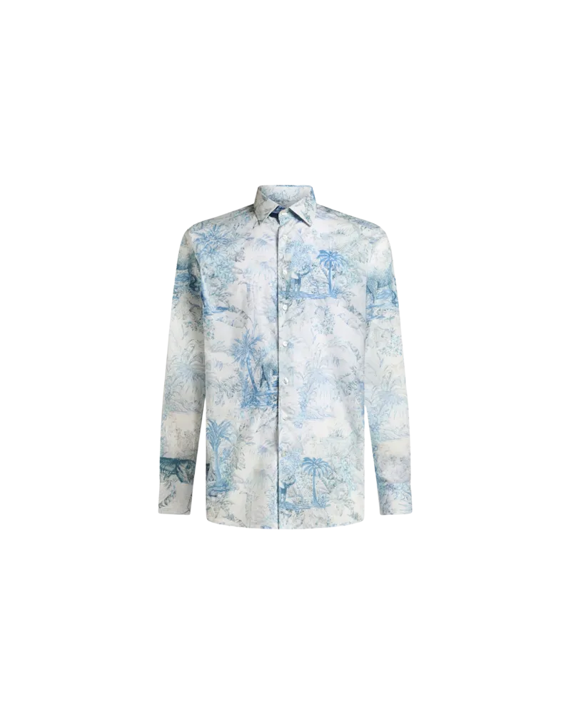 Etro Hemd Aus Baumwolle Mit Safari-print, Herren, Hellblau, Größe Hellblau