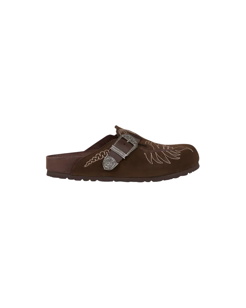 Etro Boston-sabots Aus Veloursleder Mit Stickerei, Birkenstock By Etro, Damen, Schokoladenbraun, Größe Schokoladenbraun