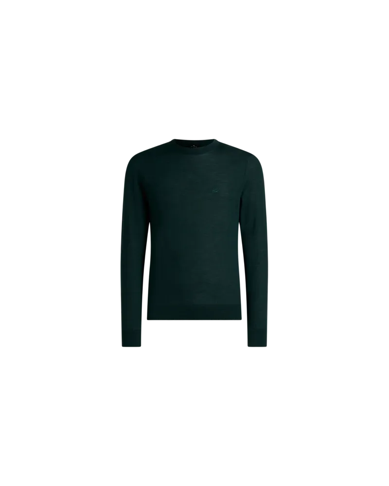 Etro Pullover Aus Wolle Und Seide Mit Pegaso-stickerei, Herren, Grün, Größe Grün