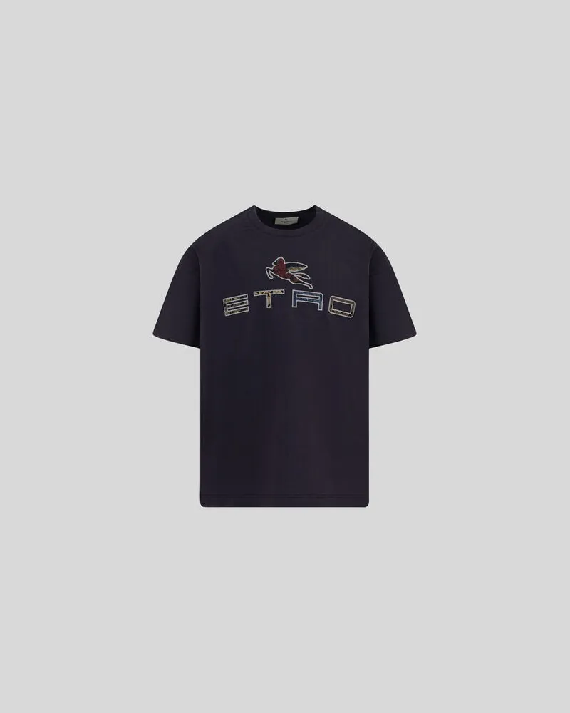 Etro T-shirt Prints Legacy Mit Logo, Blau, Größe Blau