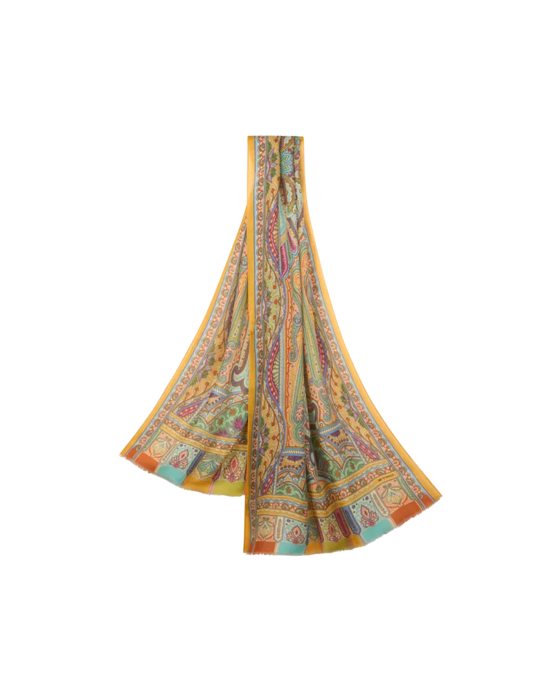 Etro Schal Aus Kaschmirgemisch Mit Paisley, Herren, Gelb Gelb