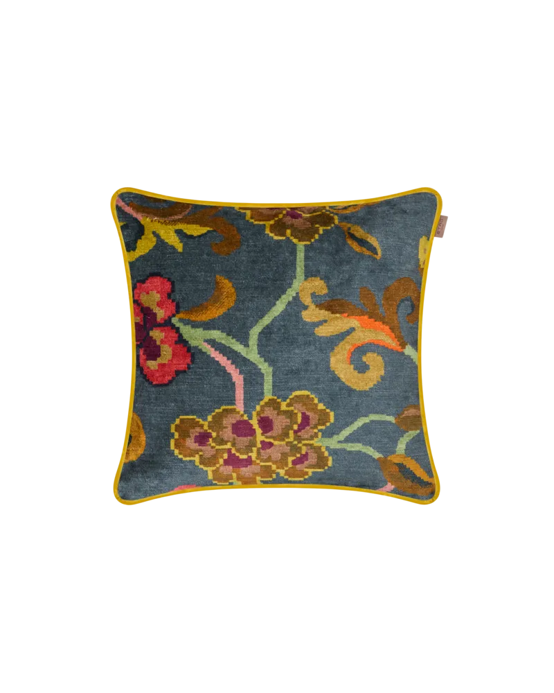 Etro Kissen Aus Samt Mit Blumenmuster Und Streifen, Blau Blau