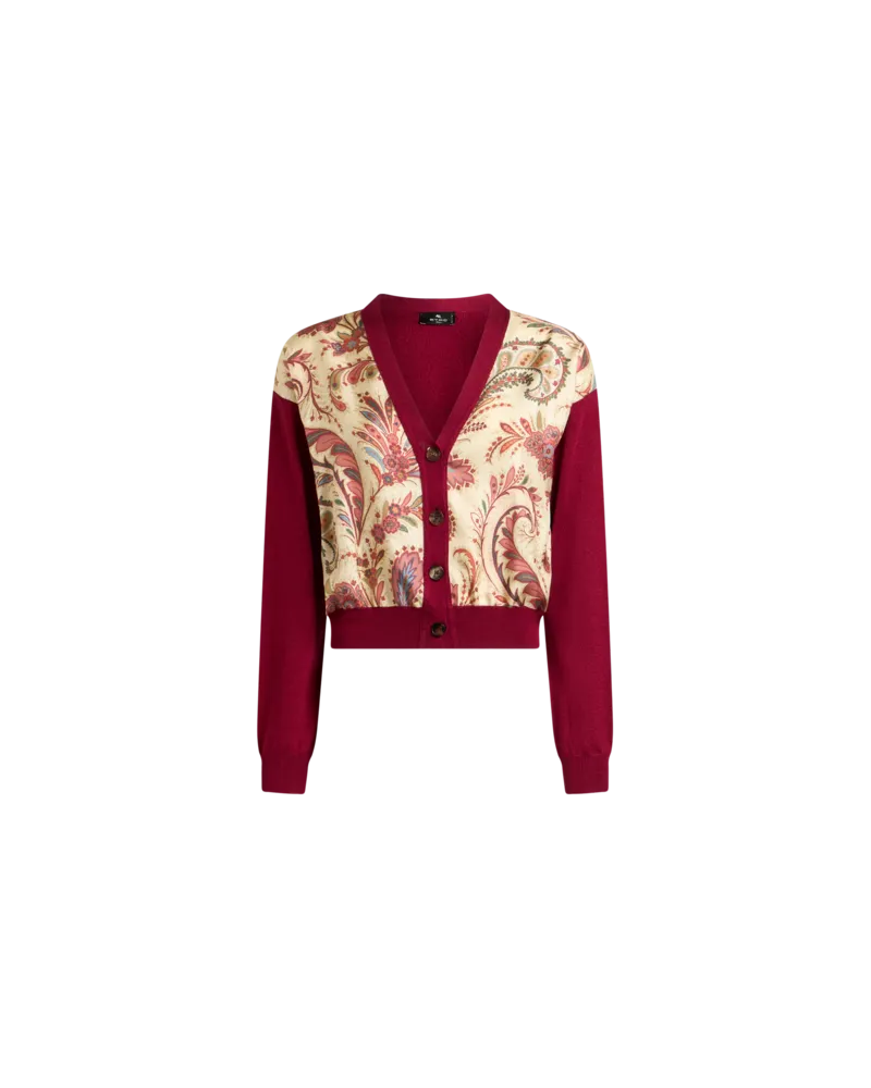 Etro Cropped Cardigan Mit Bedrucktem Einsatz, Damen, Bordeaux, Größe Bordeaux