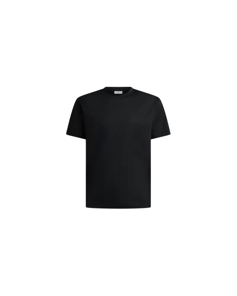Etro Einfarbiges T-shirt Aus Baumwolle Und Modal, Herren, Schwarz, Größe Schwarz