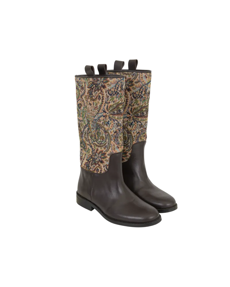 Etro Stiefel Aus Paisley-jacquardgewebe, Braun, Größe Braun