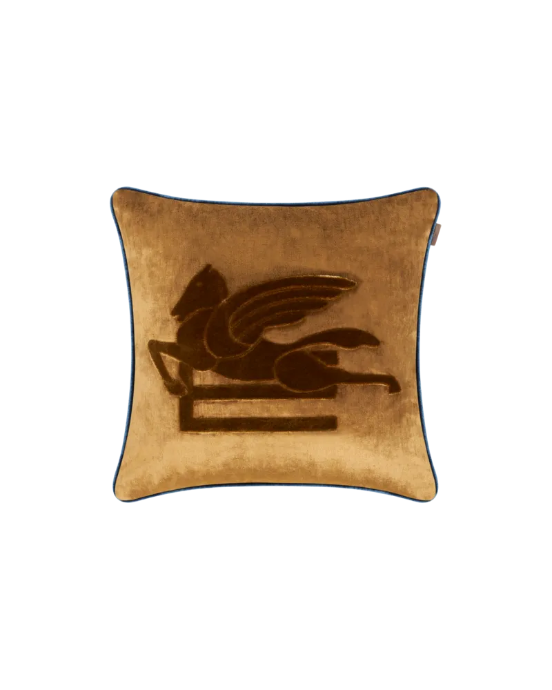 Etro Kissen Aus Samt Mit Gesticktem Pegaso, Gelb Gelb