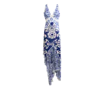 Langes Kleid Mit Aufgestickten Pailletten, Damen, Navyblau, Größe