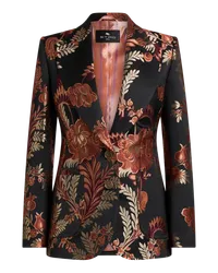 Etro Jacquard-jacke Einreihig, Damen, Schwarz Schwarz