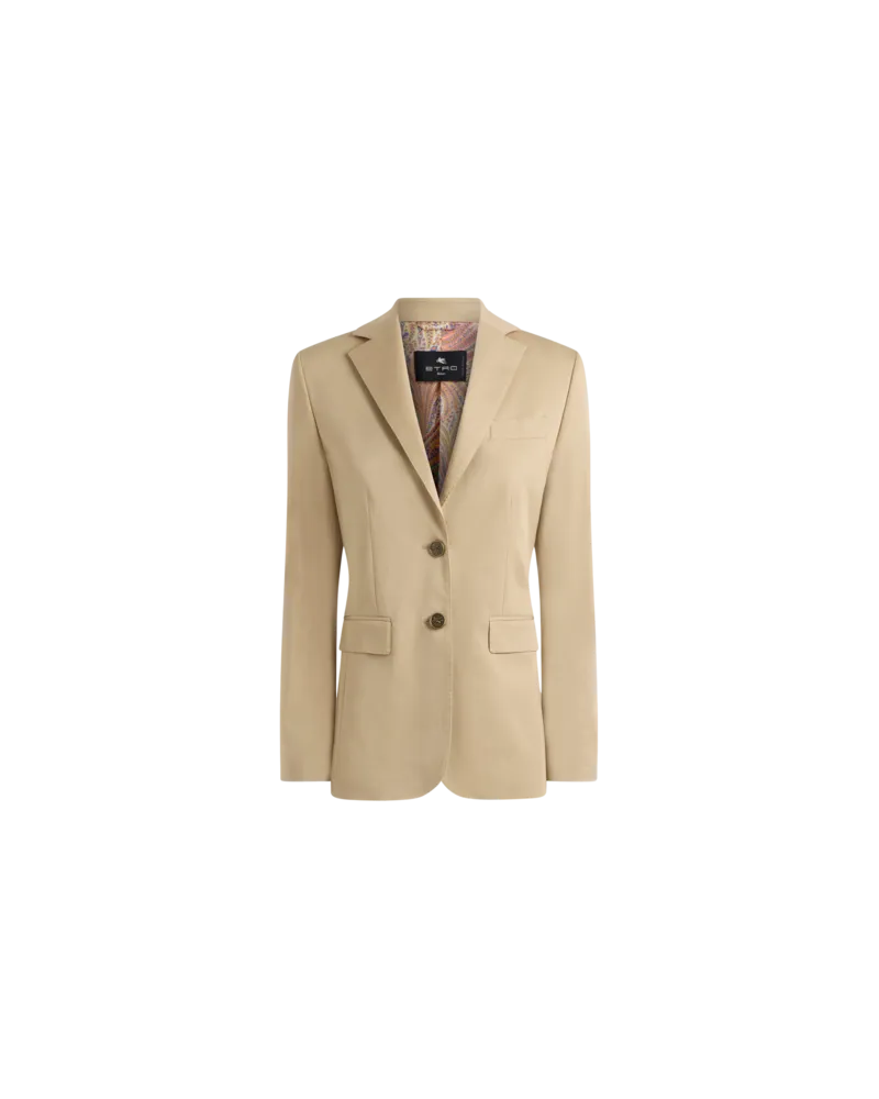 Etro Jacke Aus Stretchbaumwolle Mit Pegaso-knöpfen, Damen, Braun, Größe Braun