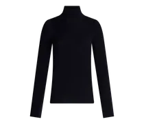 Rollkragenpullover Aus Wolle, Damen, Navyblau, Größe