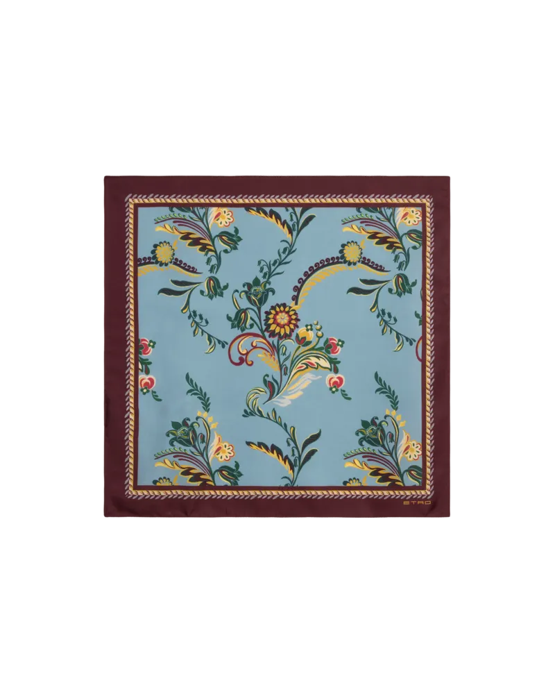 Etro Halstuch Aus Bedruckter Seide, Herren, Hellblau Hellblau