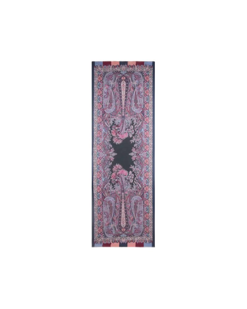 Etro Schal Aus Modal Und Kaschmir Im Chevronmuster Mit Floralem Paisley-motiv, Herren, Violett Violett