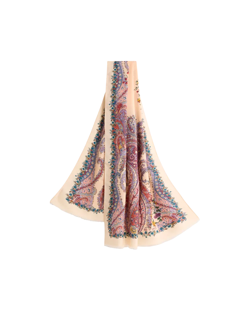 Etro Schal Aus Wolle Und Seide Mit Print, Damen, Pulverpinkel Pulverpinkel