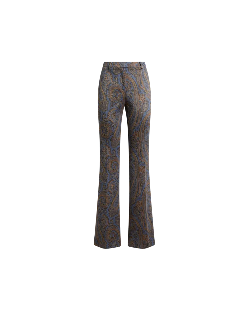 Etro Jacquard-hose Im Fit-and-flare-schnitt Aus Einer Baumwollmischung Mit Paisley-motiv, Damen, Blau, Größe Blau
