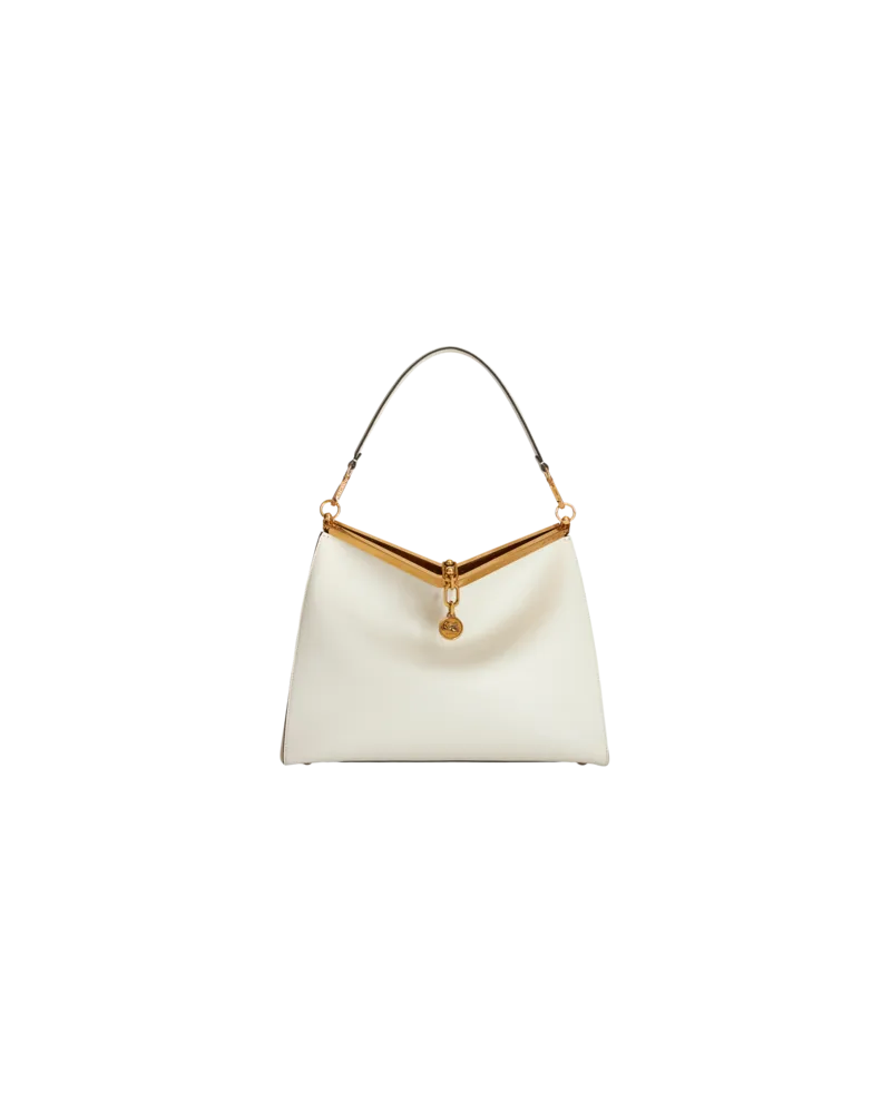 Etro Tasche Vela Gross Aus Leder, Damen, Weiß Weiß