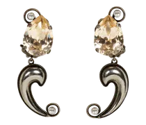 Ohrhänger Mit Mini-metallic-paisley Und Kristall, Damen, Silber