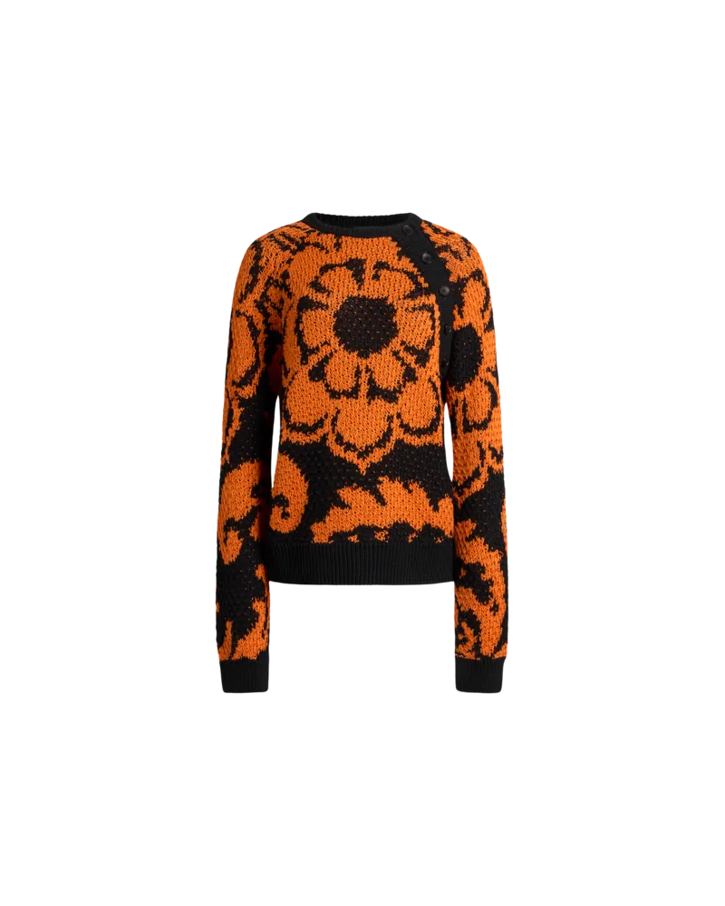 Etro Pullover Mit Jacquard-blumenmotiv, Damen, Orange, Größe Orange