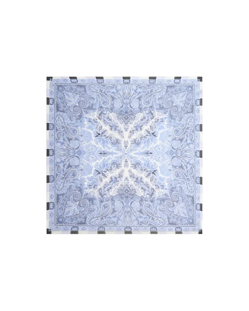 Etro Schultertuch Aus Seide Mit Mehrfarbigem Blattmotiv, Damen, Hellblau Hellblau