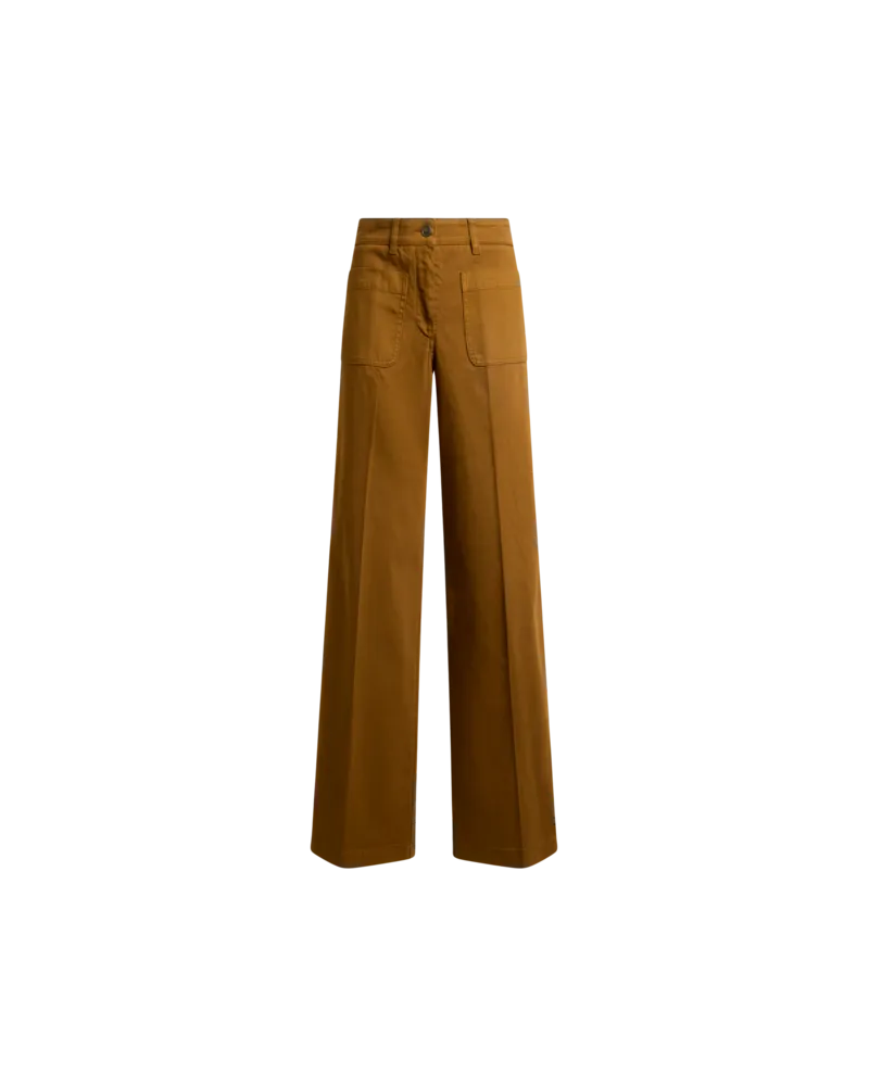 Etro Wide-leg-hose Aus Denim Aus Stretch-baumwolle, Damen, Kamel, Größe Kamel