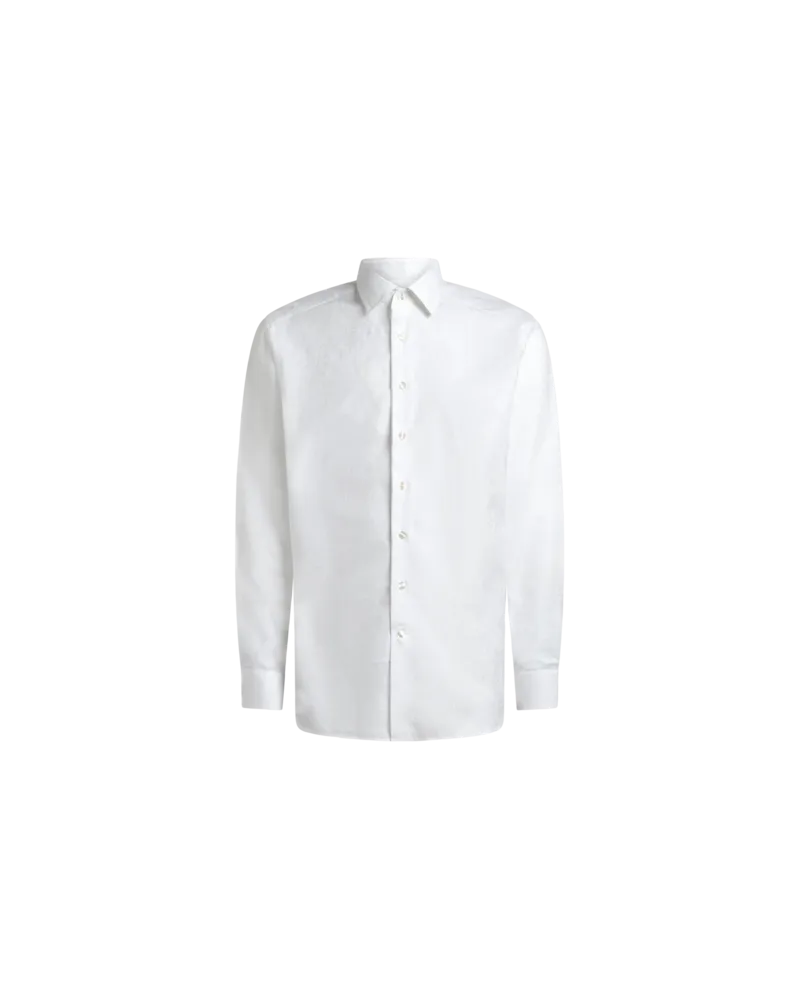 Etro Jacquard-hemd Aus Baumwolle Mit Paisley-foliage-motiv, Herren, Weiß, Größe Weiß