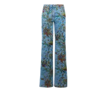 Flare-jeans Aus Denim Aus Baumwolle Mit Floralem Motiv, Damen, Hellblau, Größe