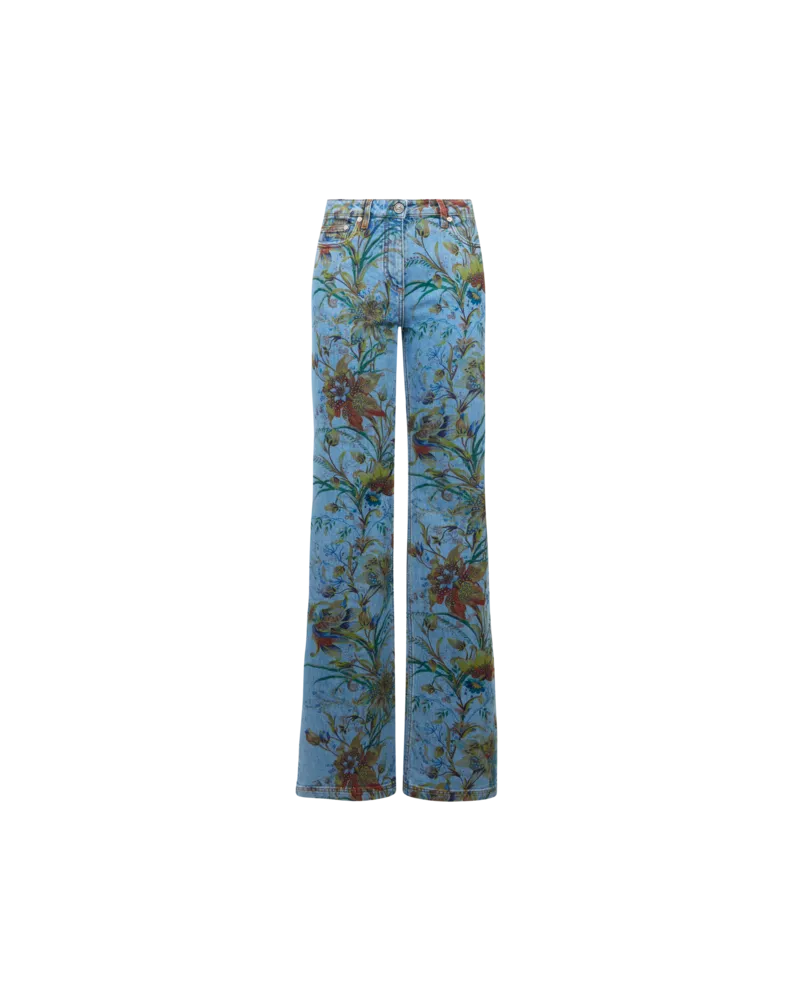 Etro Flare-jeans Aus Denim Aus Baumwolle Mit Floralem Motiv, Damen, Hellblau, Größe Hellblau