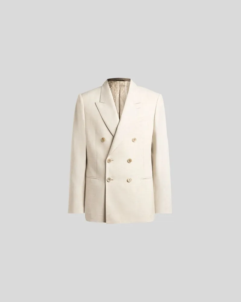 Etro Zweireihige Jacke Mit Steigenden Revers, Herren, Cremefarben, Größe Cremefarben