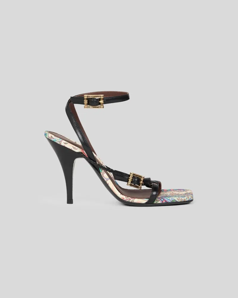 Etro Hohe Sandalen Aus Geflochtenem Leder, Damen, Schwarz, Größe Schwarz