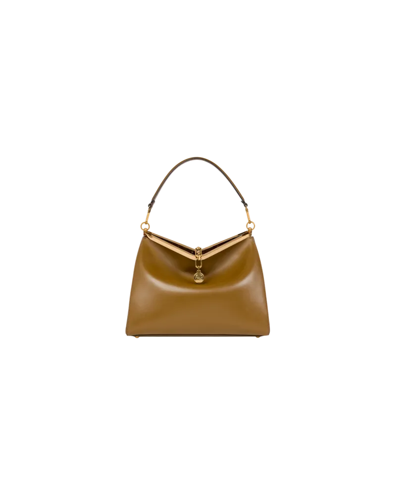 Etro Tasche Vela Gross Aus Leder, Damen, Walnuss Walnuss