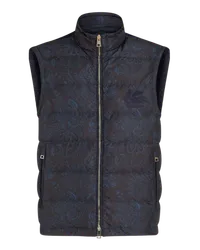 Etro Ärmellose Daunenjacke Mit Paisley Und Kapuze, Herren, Navyblau Navyblau