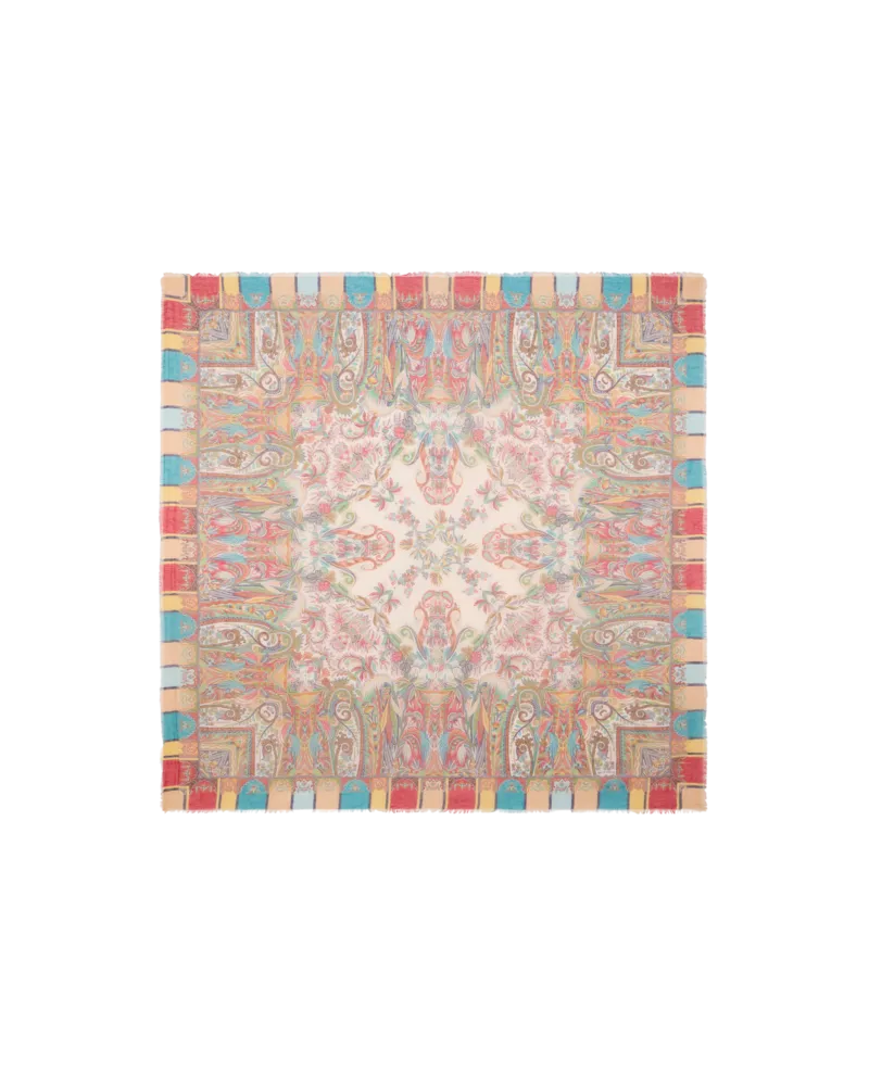 Etro Schultertuch Aus Einer Modalmischung Mit Paisley-foliage-motiv, Damen, Cremefarben Cremefarben