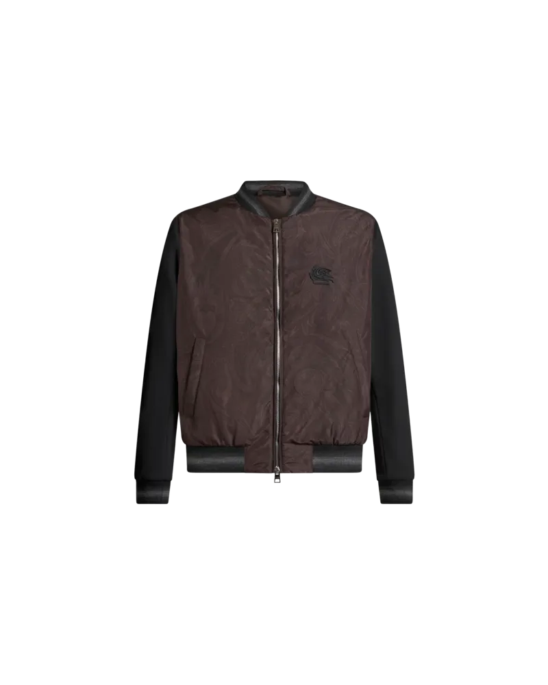 Etro Bomberjacke Mit Paisleymuster Und Logo, Herren, Schwarz, Größe Schwarz