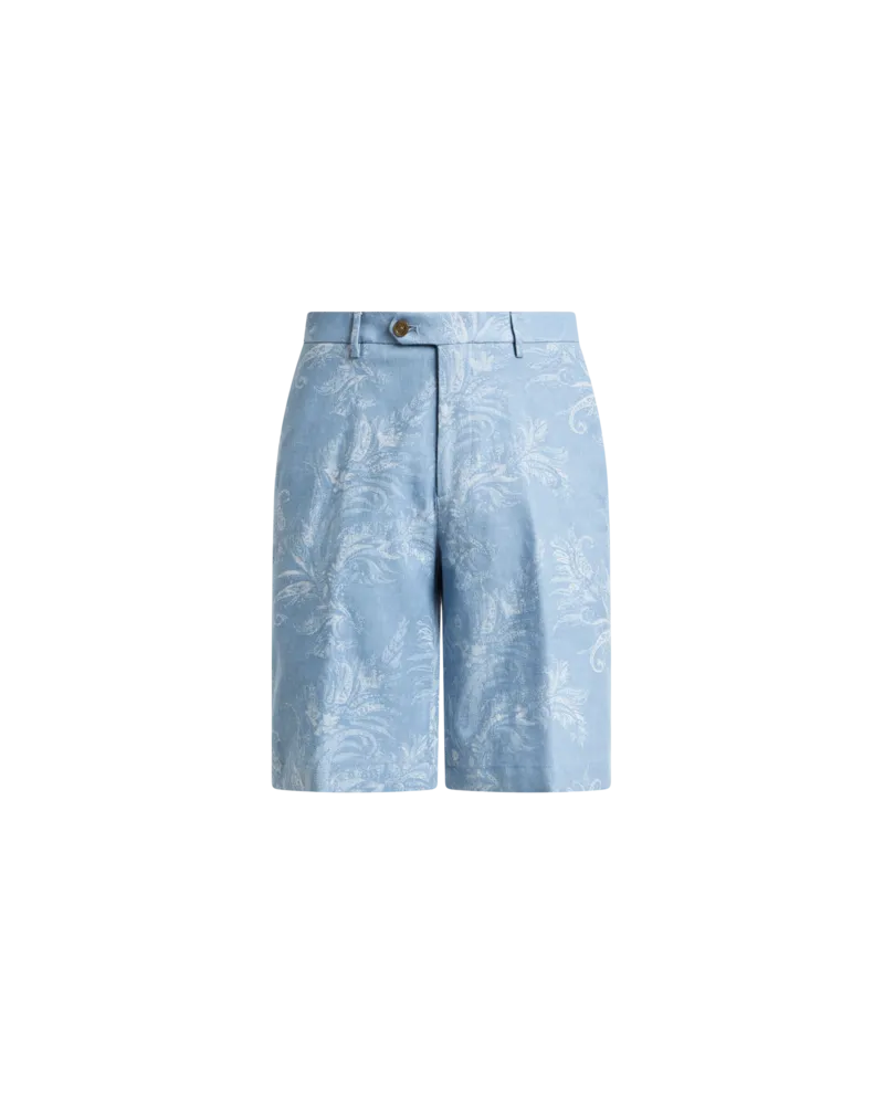 Etro Jacquard-shorts Im Regular Fit Aus Denim Aus Baumwolle Und Leinen Mit Ramage-motiv, Herren, Hellblau, Größe Hellblau