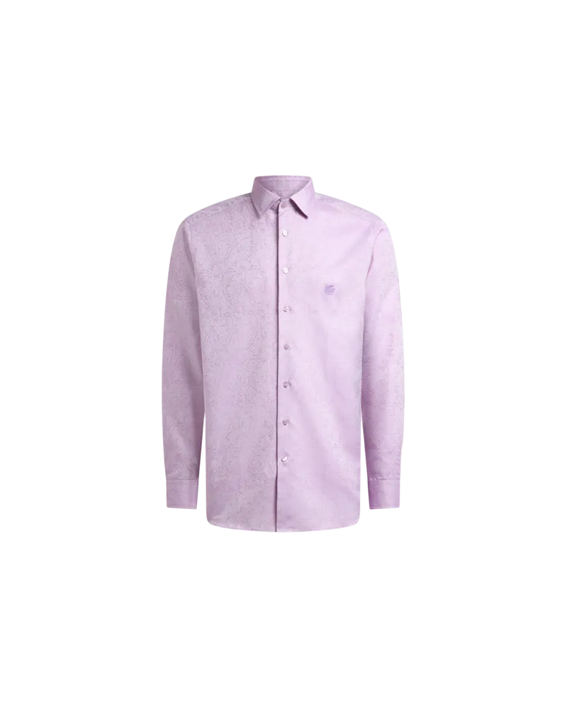Etro Jacquard-hemd Aus Baumwolle Mit Paisley-motiv Und Pegaso-stickerei, Herren, Rosa, Größe Rosa