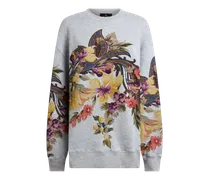 Sweatshirt Aus Baumwolle Mit Platziertem Paisley-blumen-print, Damen, Grau, Größe