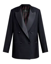 Etro Zweireihiger Jacquardblazer, Navyblau Navyblau