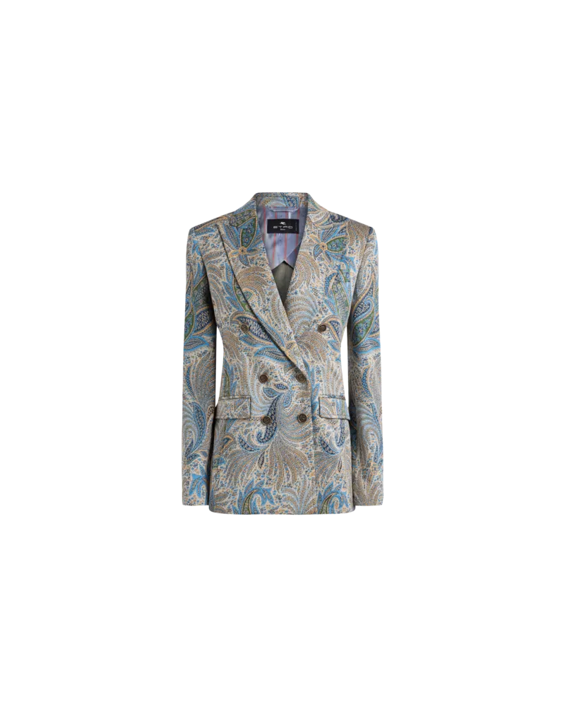 Etro Zweireihige Jacke Mit Paisley-jacquardmuster, Damen, Hellblau, Größe Hellblau