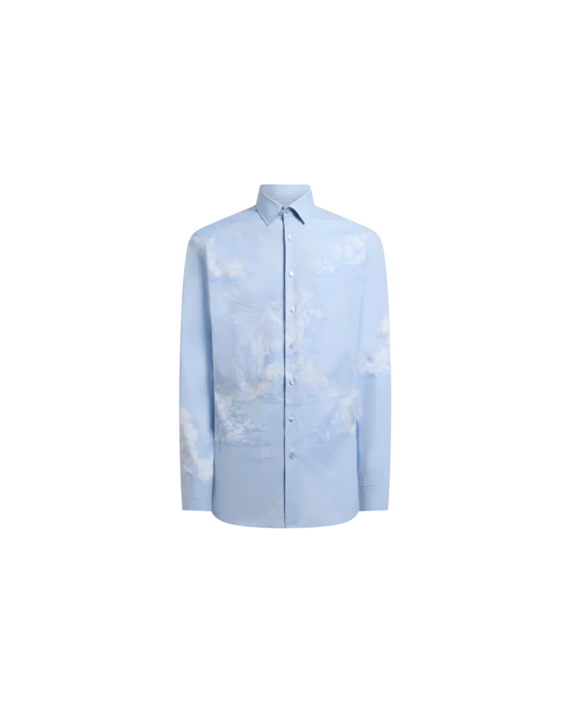 Etro Hemd Aus Baumwolle Mit Platziertem Pegaso-design, Herren, Hellblau, Größe Hellblau