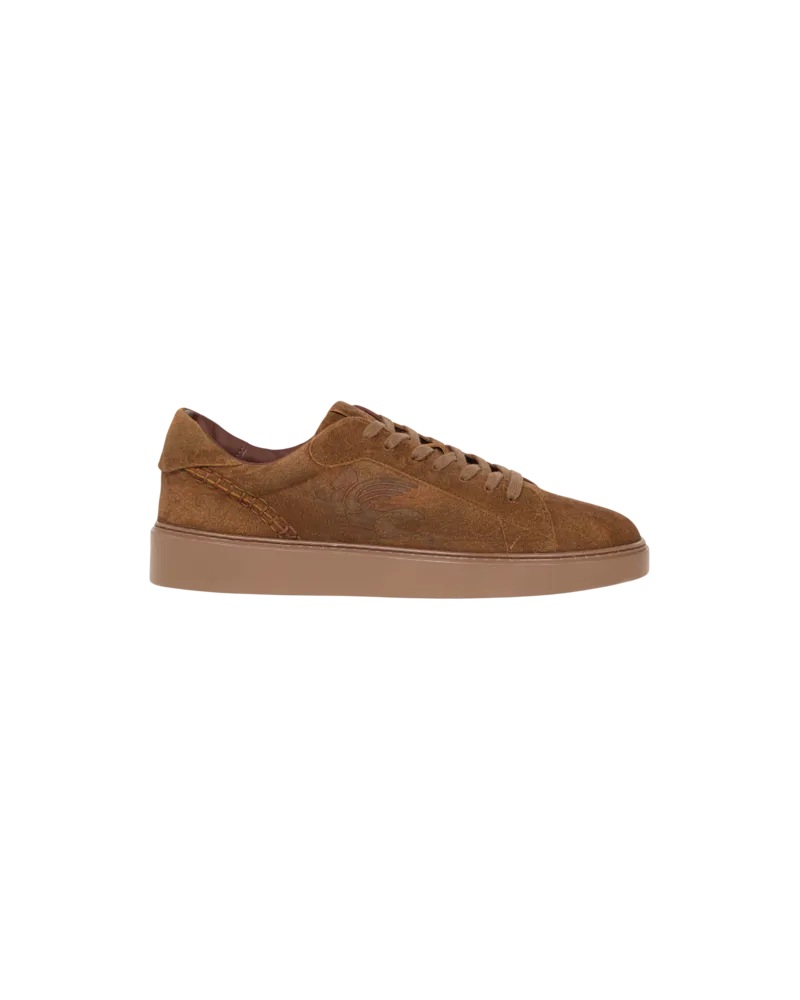 Etro Sneaker Aus Veloursleder Mit Arnica-motiv, Herren, Braun, Größe Braun