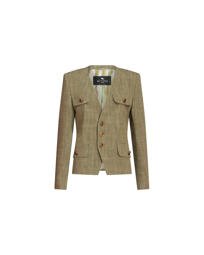 Etro Blazer Aus Geflammtem Stoff, Grün Grün