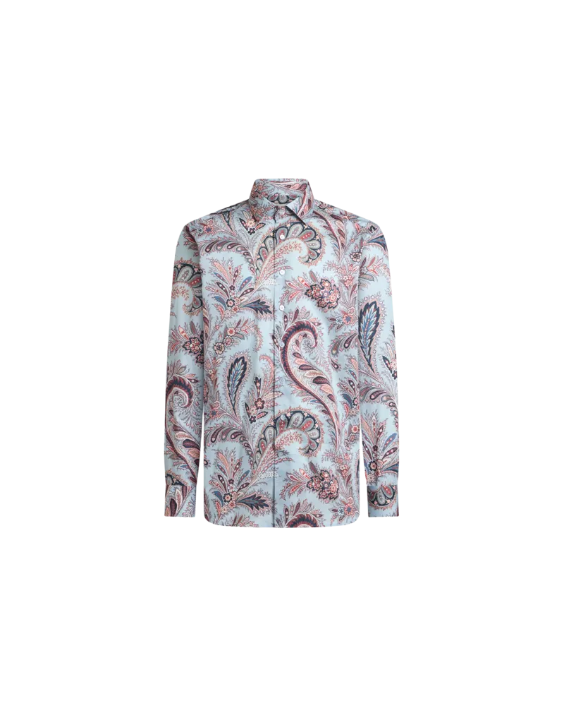 Etro Hemd Aus Baumwolle Mit Floralem Paisleymuster, Herren, Himmelblau, Größe Himmelblau