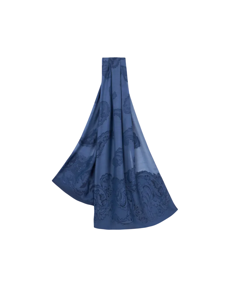 Etro Schal Mit Paisley-jacquardmuster, Damen, Navyblau Navyblau