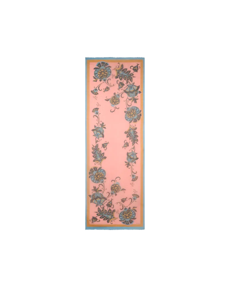 Etro Schal Aus Einer Modalmischung Mit Floralem Motiv, Damen, Rosa Rosa