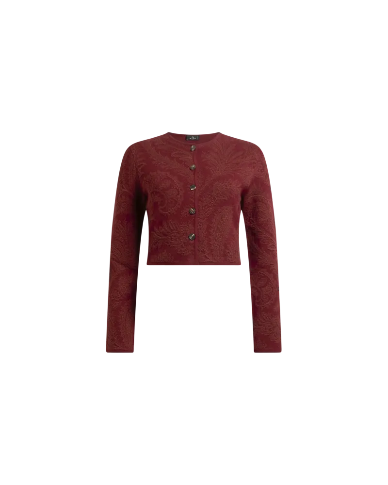 Etro Cropped Cardigan Mit Paisley-jacquard-muster, Damen, Bordeaux, Größe Bordeaux