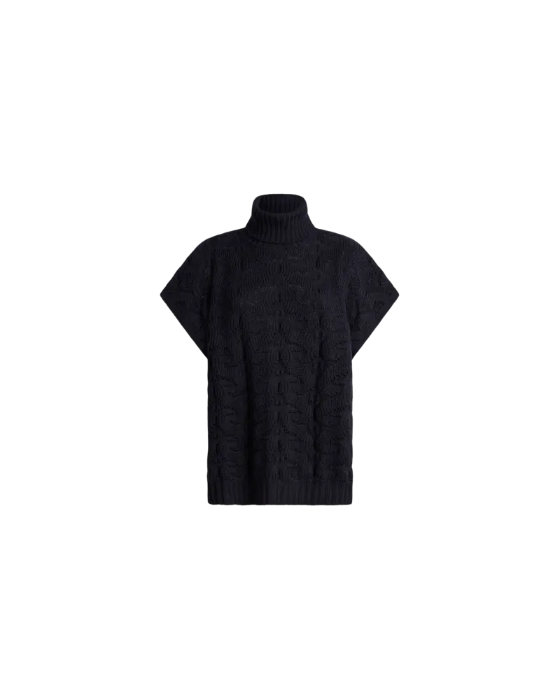 Etro Pullover Mit Hohem Kragen Aus Einer Wollmischung Mit Paisleys, Damen, Blau, Größe Blau