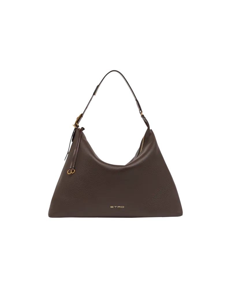 Etro Grosse Tasche Rosette Aus Gewalktem Leder, Damen, Braun Braun